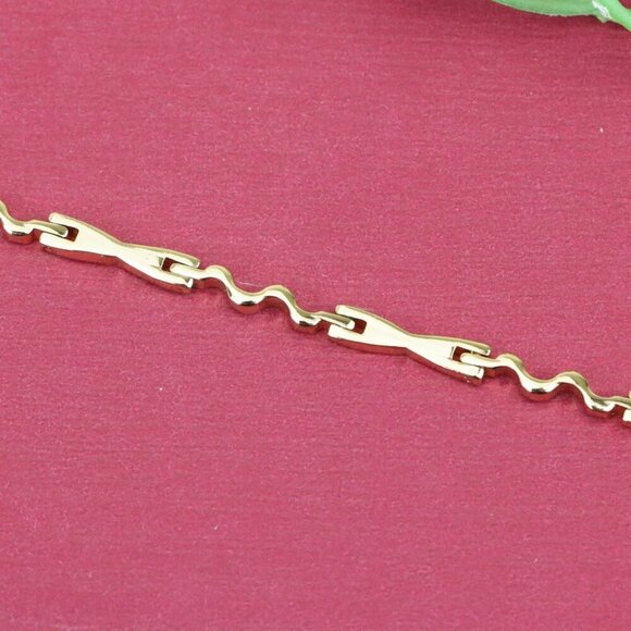 "Wavy Link Rose Gold Bracelet in High-Polish Finish, XPBL0882 - Picture 11 of 12